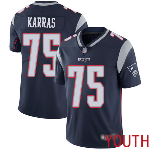 New England Patriots Football #75 Vapor Untouchable Limited Navy Blue Youth Ted Karras Home NFL Jersey->youth nfl jersey->Youth Jersey